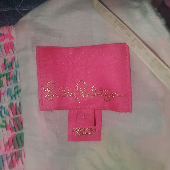 NEW Lilly Pulitzer Size L Evelina Smocked Shift Dress in Multi Paradise Found - Picture 8 of 12